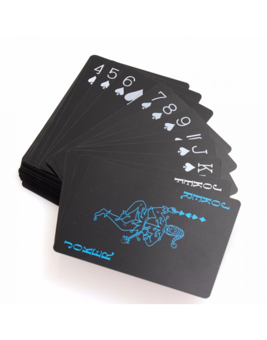 55PCS PVC Waterproof Black Poker Cards